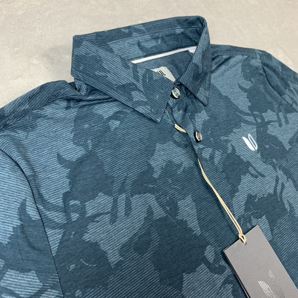 Linksoul Golf Polo Shirt Youth Boys Small Navy Goat Camo Performance Casual
